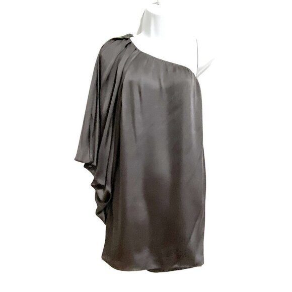 NWT Aidan Aidan Mattox Asymmetric Batwing Dress, Size 4, Gray - Picture 2 of 13